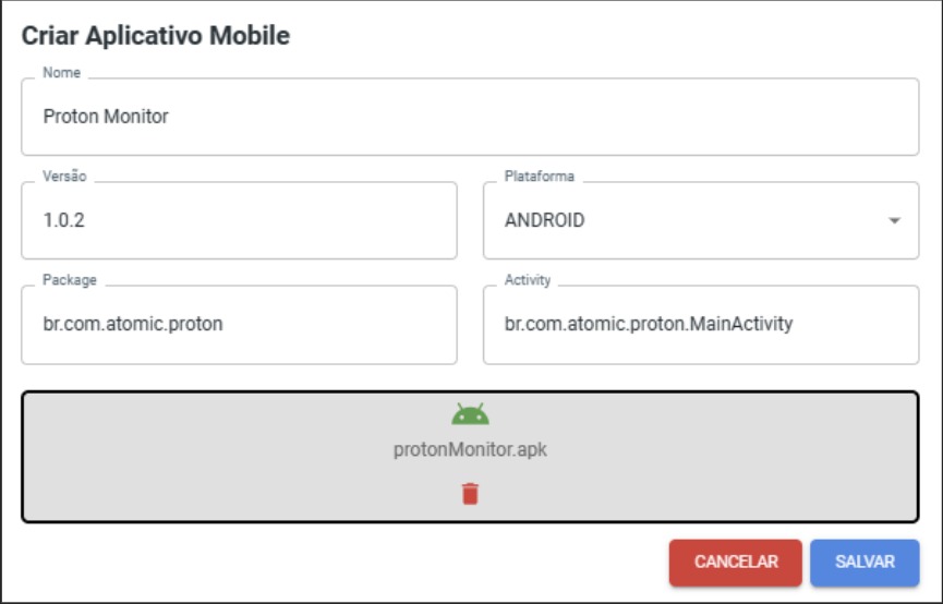 Formulário para cadastro do aplicativo mobile